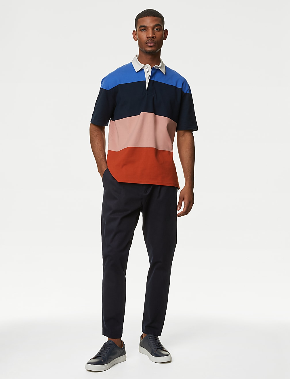 Oversized Pure Cotton Short Sleeve Rugby Shirt