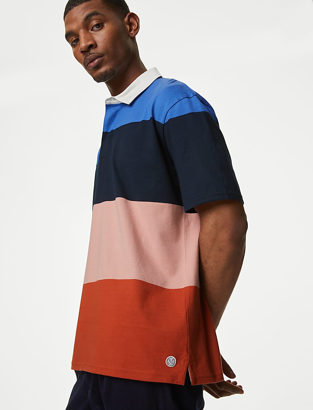 Oversized Pure Cotton Short Sleeve Rugby Shirt