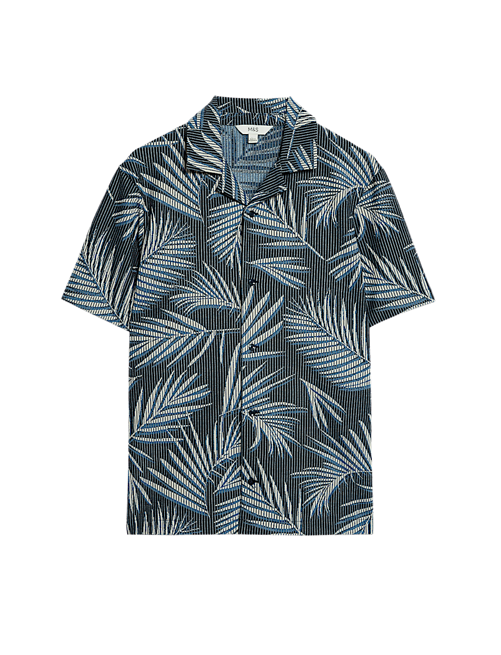 Jacquard Palm Leaf Print Polo Shirt
