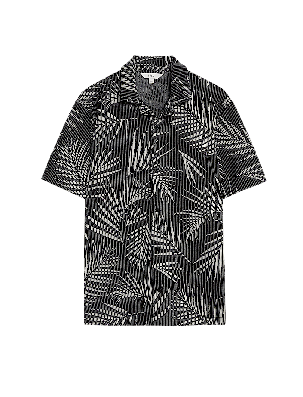 Jacquard Palm Leaf Print Polo Shirt