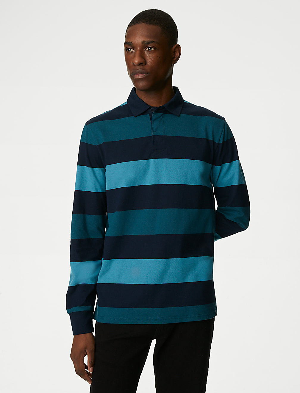 Regular Fit Pure Cotton Stripes Polo Collar Tshirt