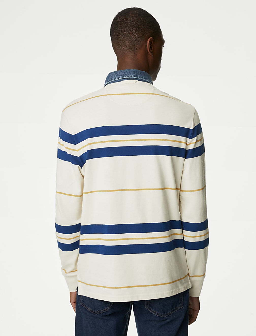Regular Fit Pure Cotton Stripes Polo Collar Tshirt
