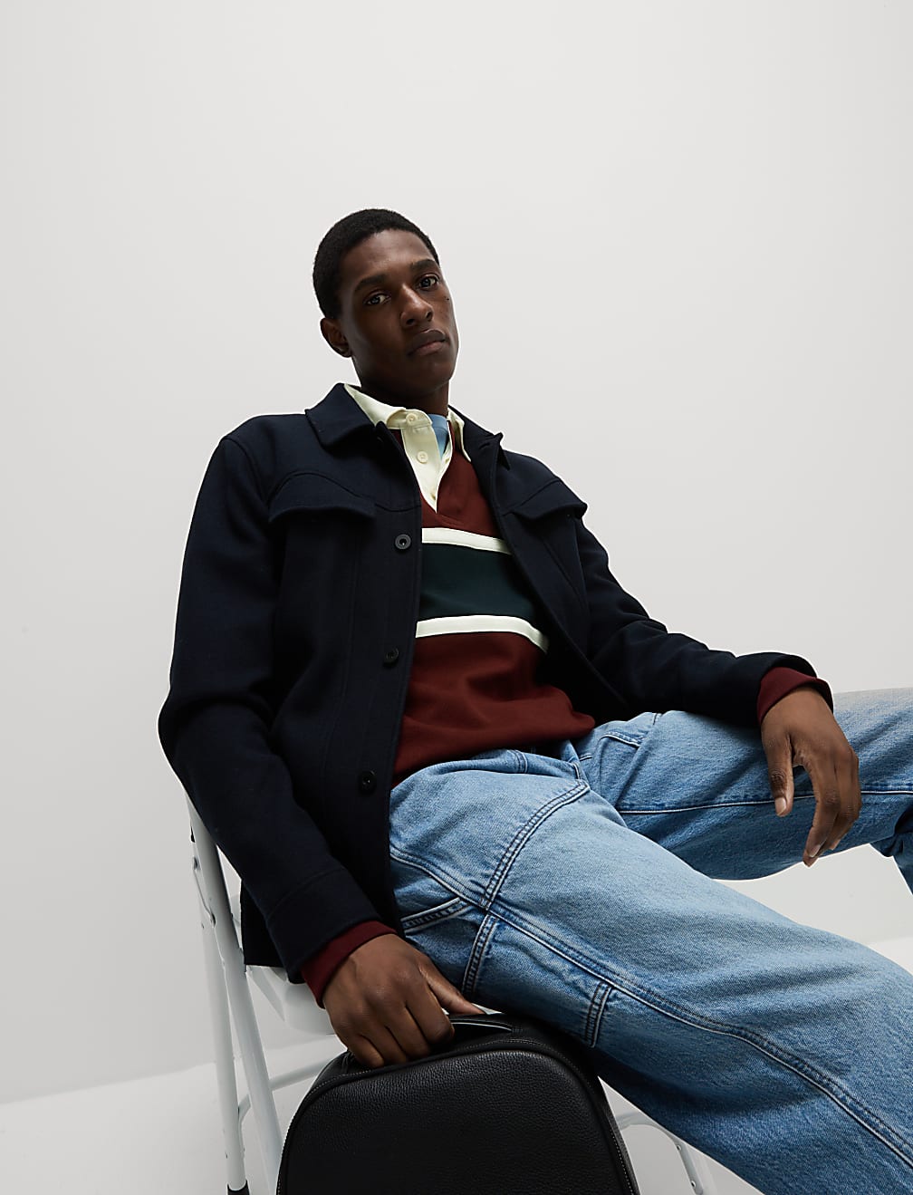 Pure Cotton Pique Colour Block Sweatshirt