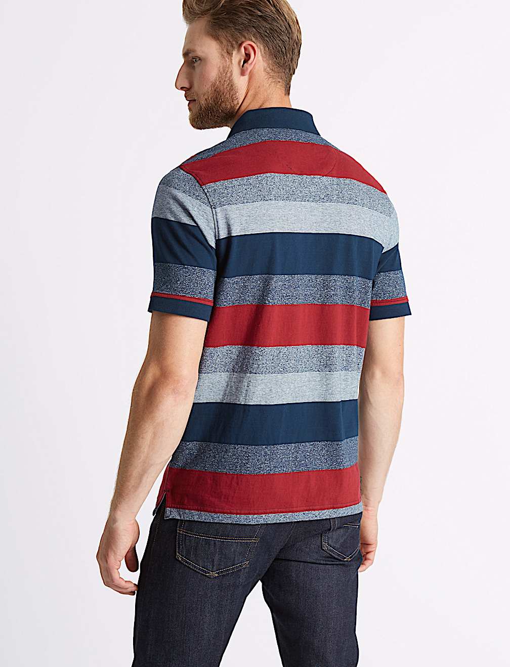 Pure Cotton Striped Polo Shirt