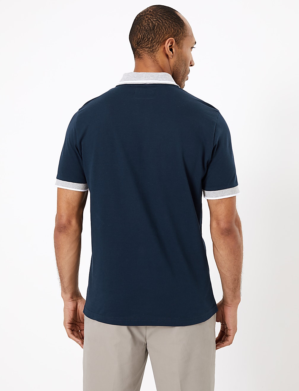 Cotton Contrast Collar Polo Shirt