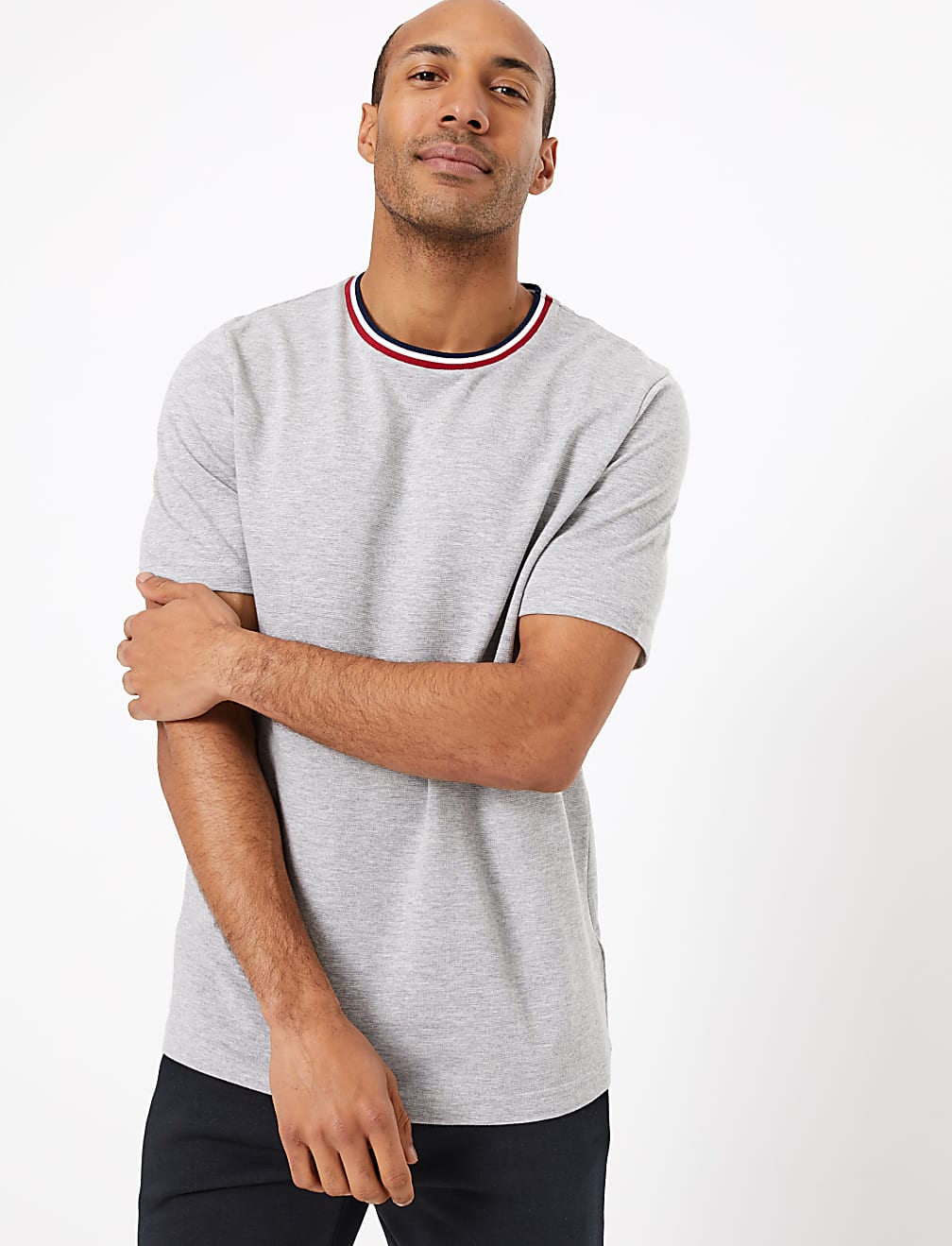 Regular Fit Tipped Neck T-Shirt