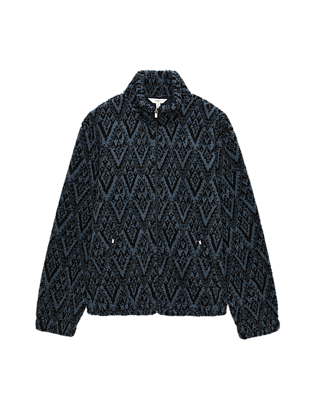 Printed Funnel Neck Fleece Jacket