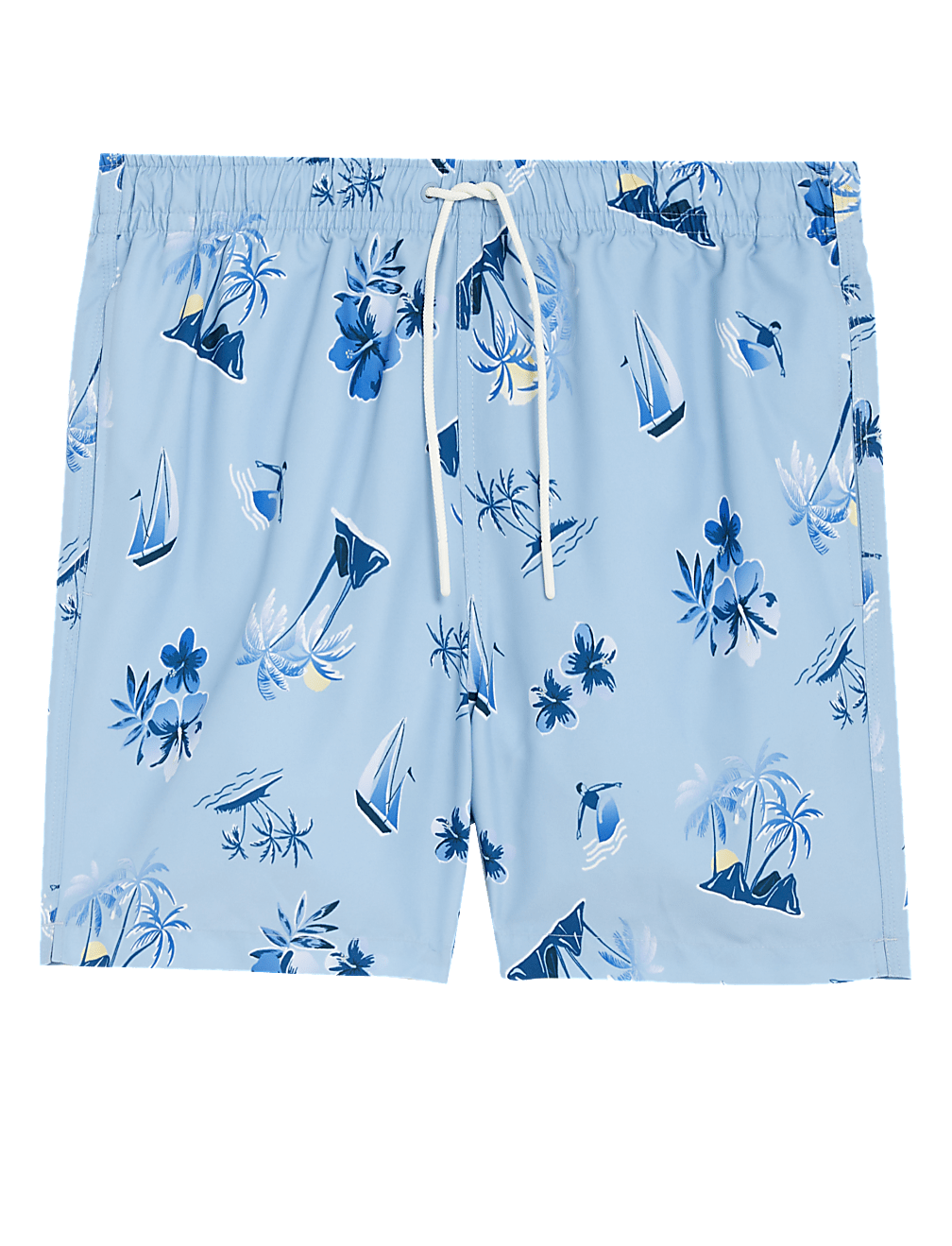 Quick Dry Hawaiian Print Swim Shorts