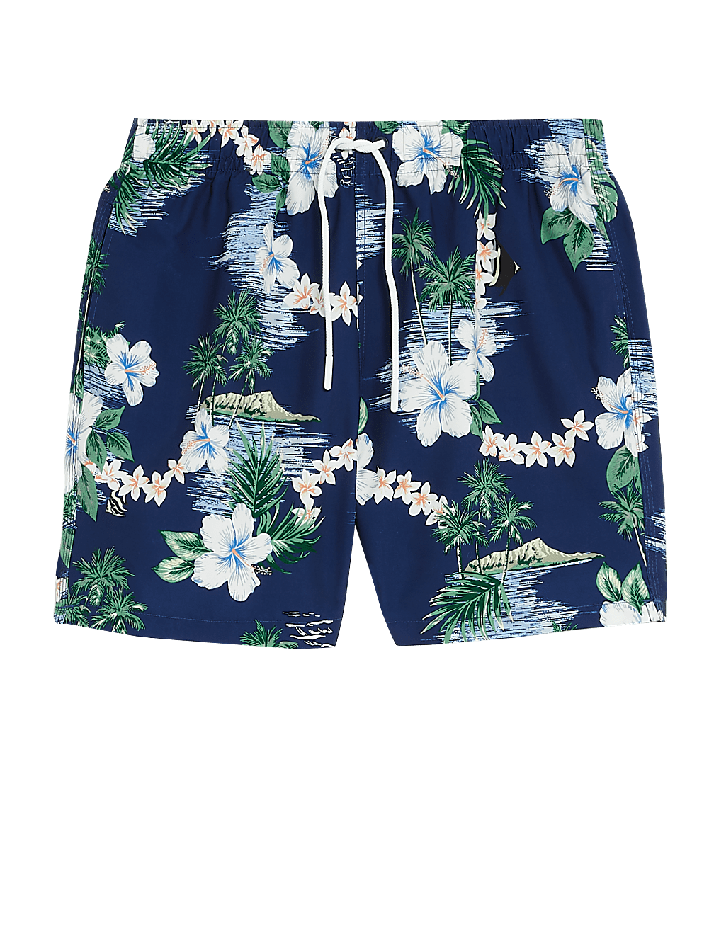 Quick Dry Hawaiian Print Swim Shorts