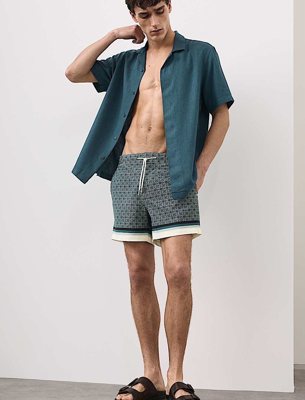 Quick Dry Geometric Print Swim Shorts