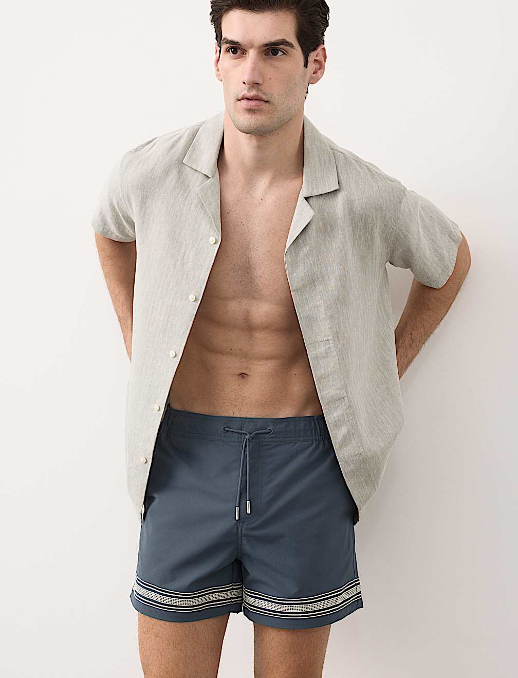 Border Embroidered Swim Shorts