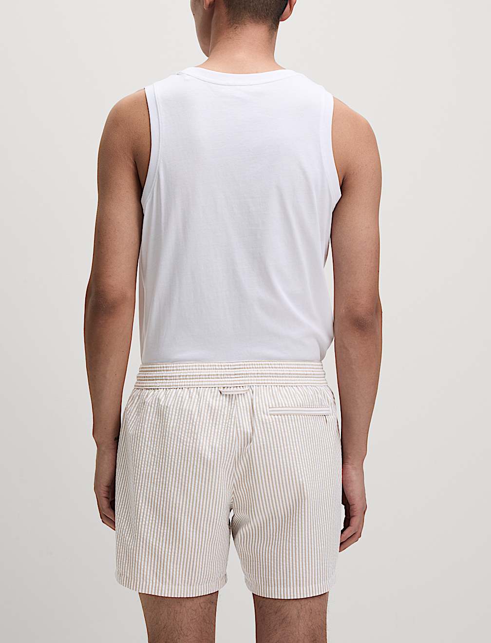 Cotton Rich Seersucker Striped Swim Shorts