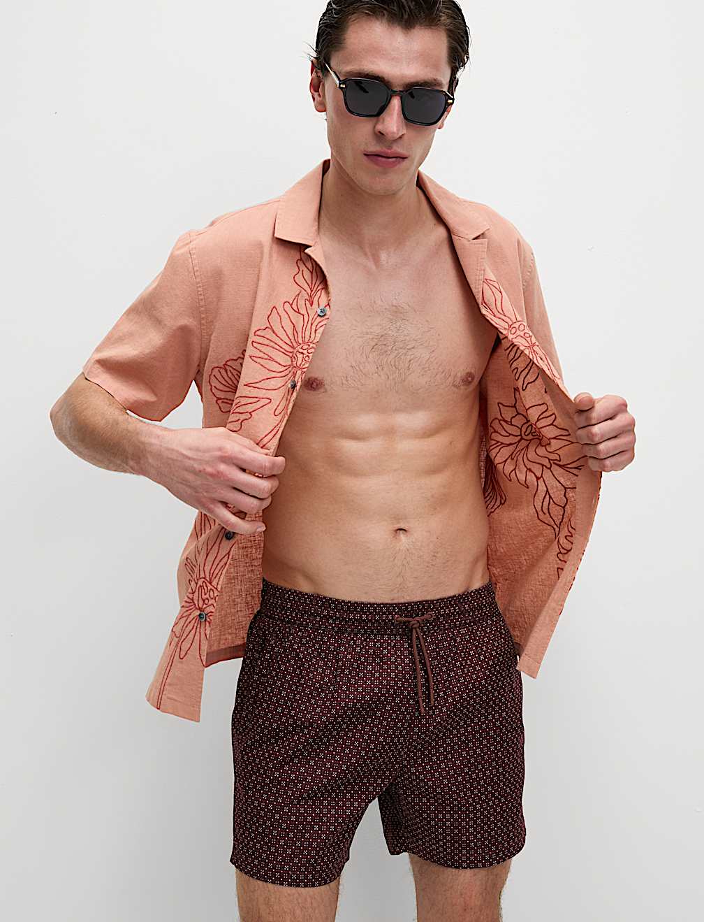 Quick Dry Geometric Print Swim Shorts