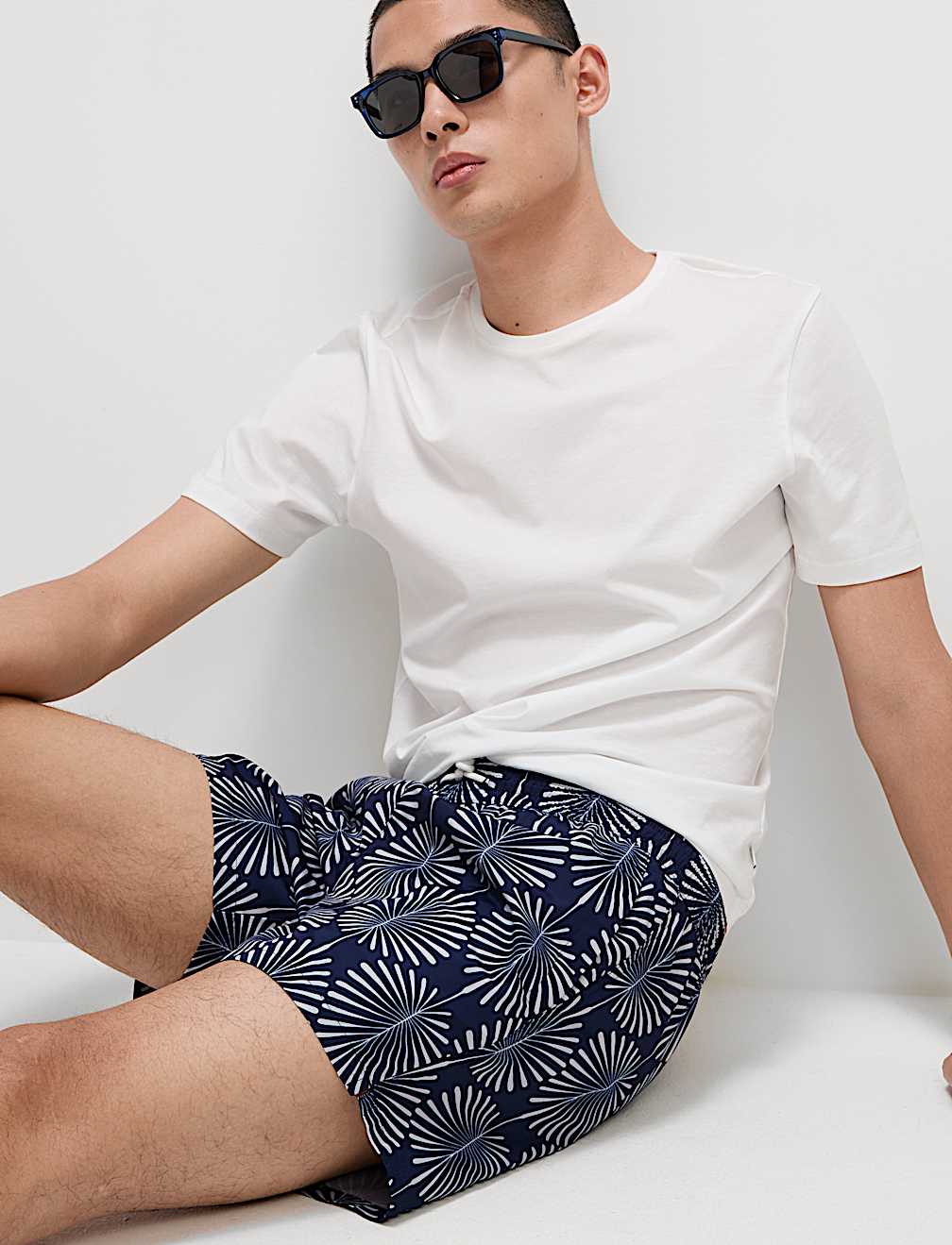 Quick Dry Woodblock Print Swim Shorts
