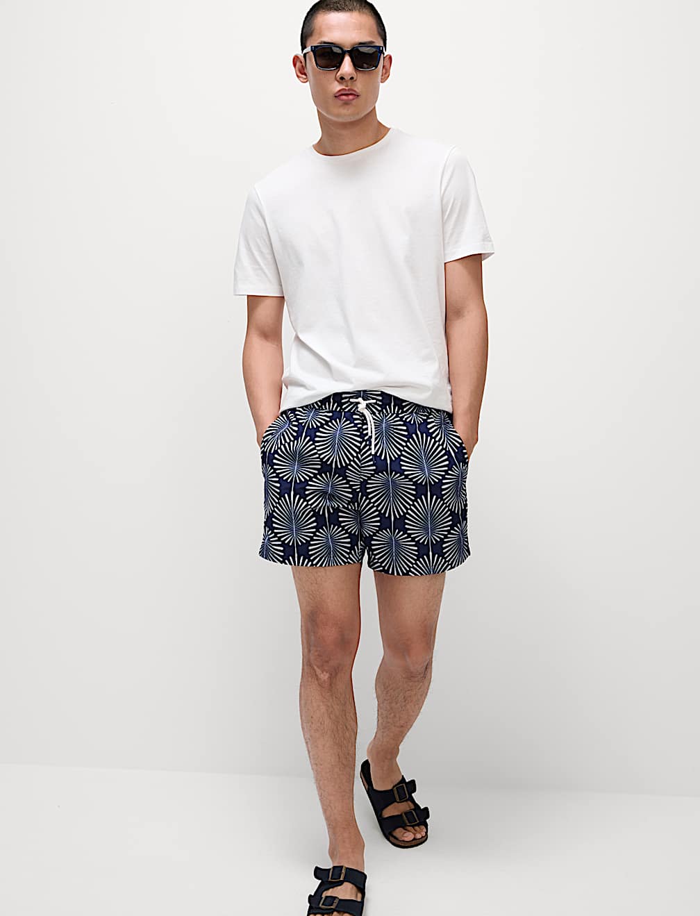 Quick Dry Woodblock Print Swim Shorts