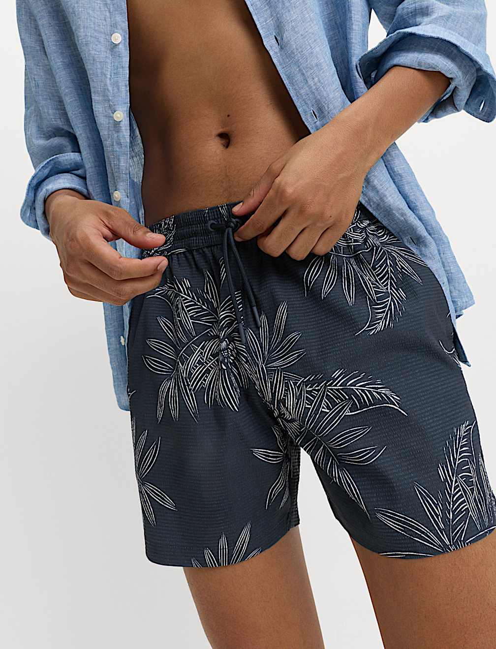 Quick Dry Printed Textured Swim Shorts