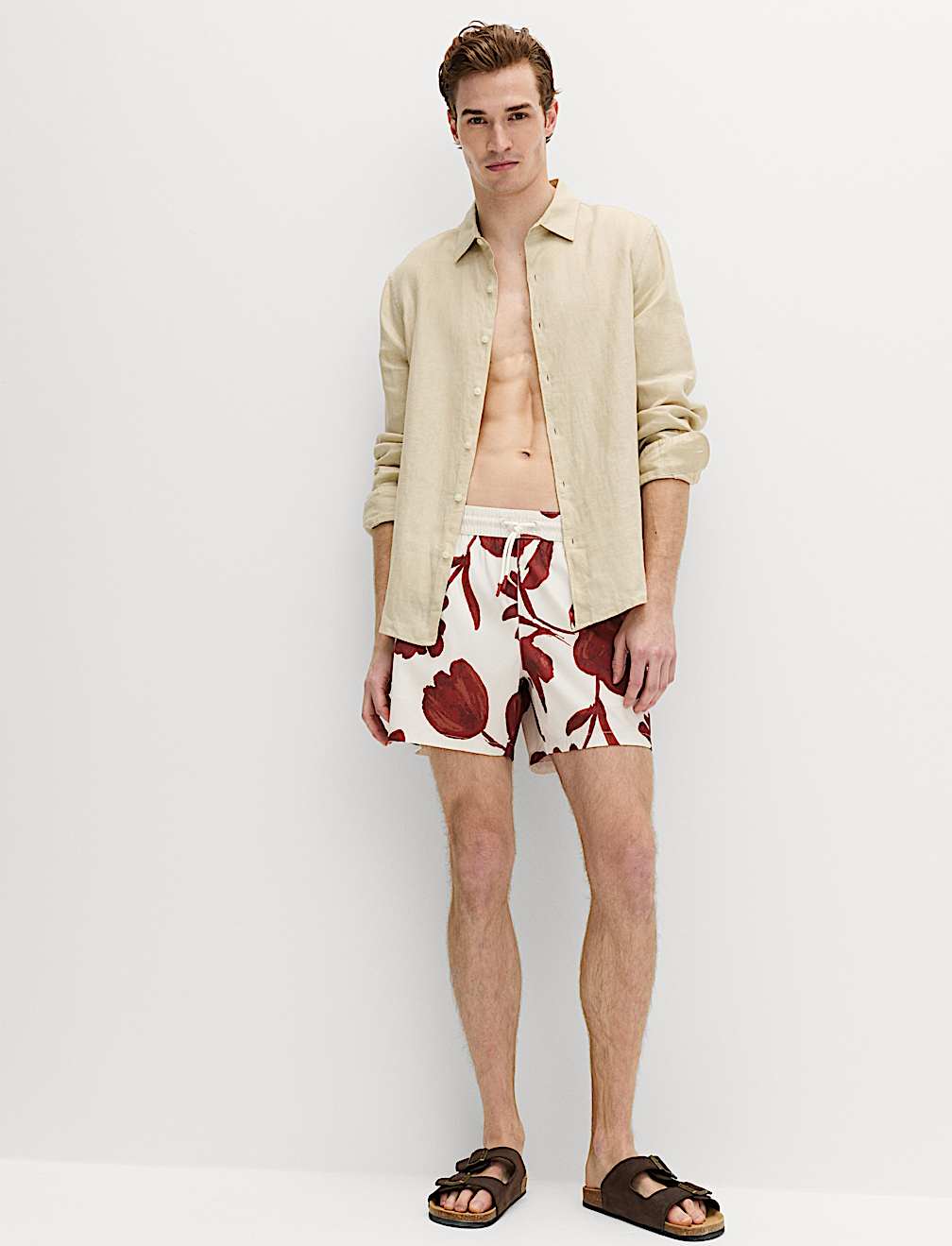 Quick Dry Textured Floral Swim Shorts