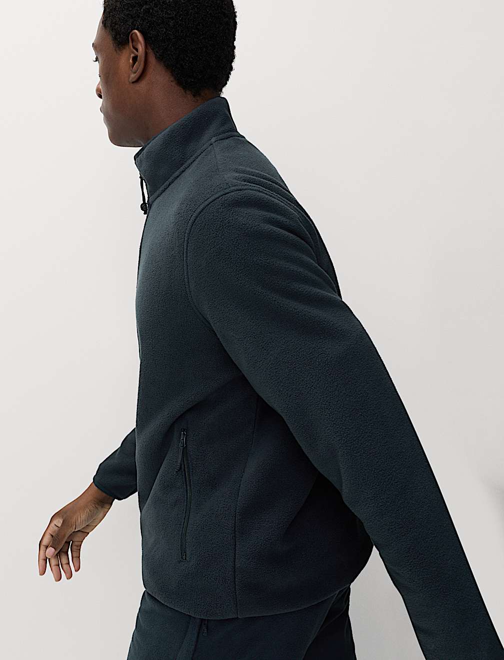 Funnel Neck Zip Up Micro Fleece Jacket