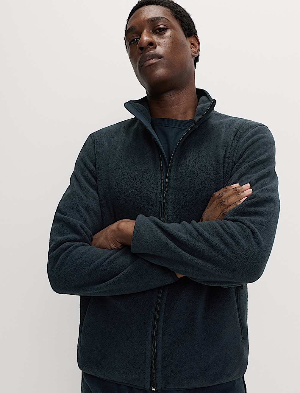 Funnel Neck Zip Up Micro Fleece Jacket