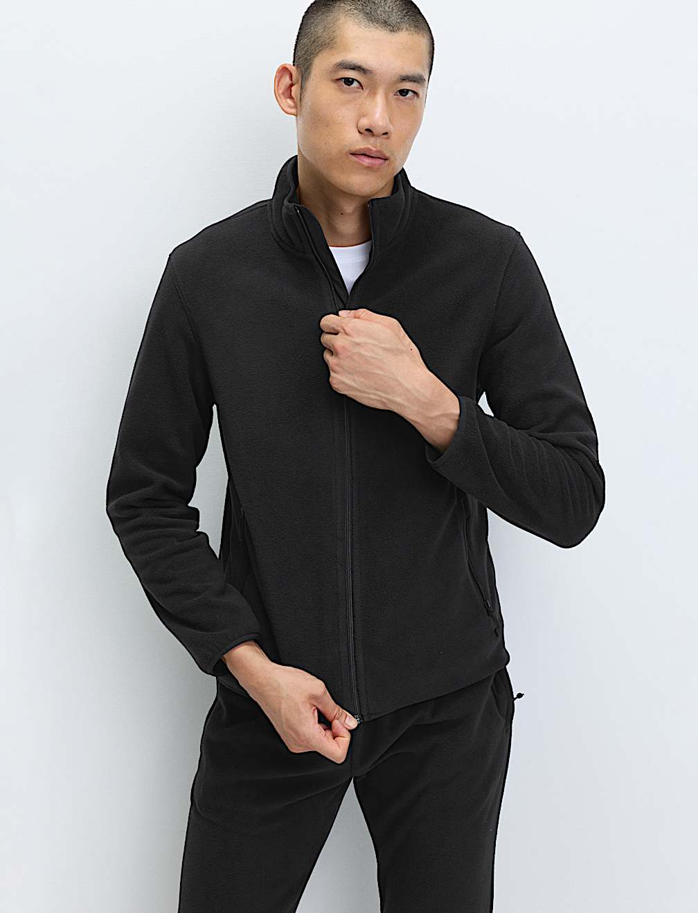 Funnel Neck Zip Up Micro Fleece Jacket