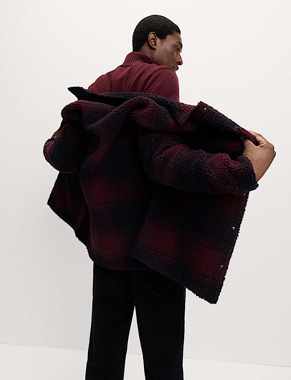 Fleece Jacquard Checked Overshirt