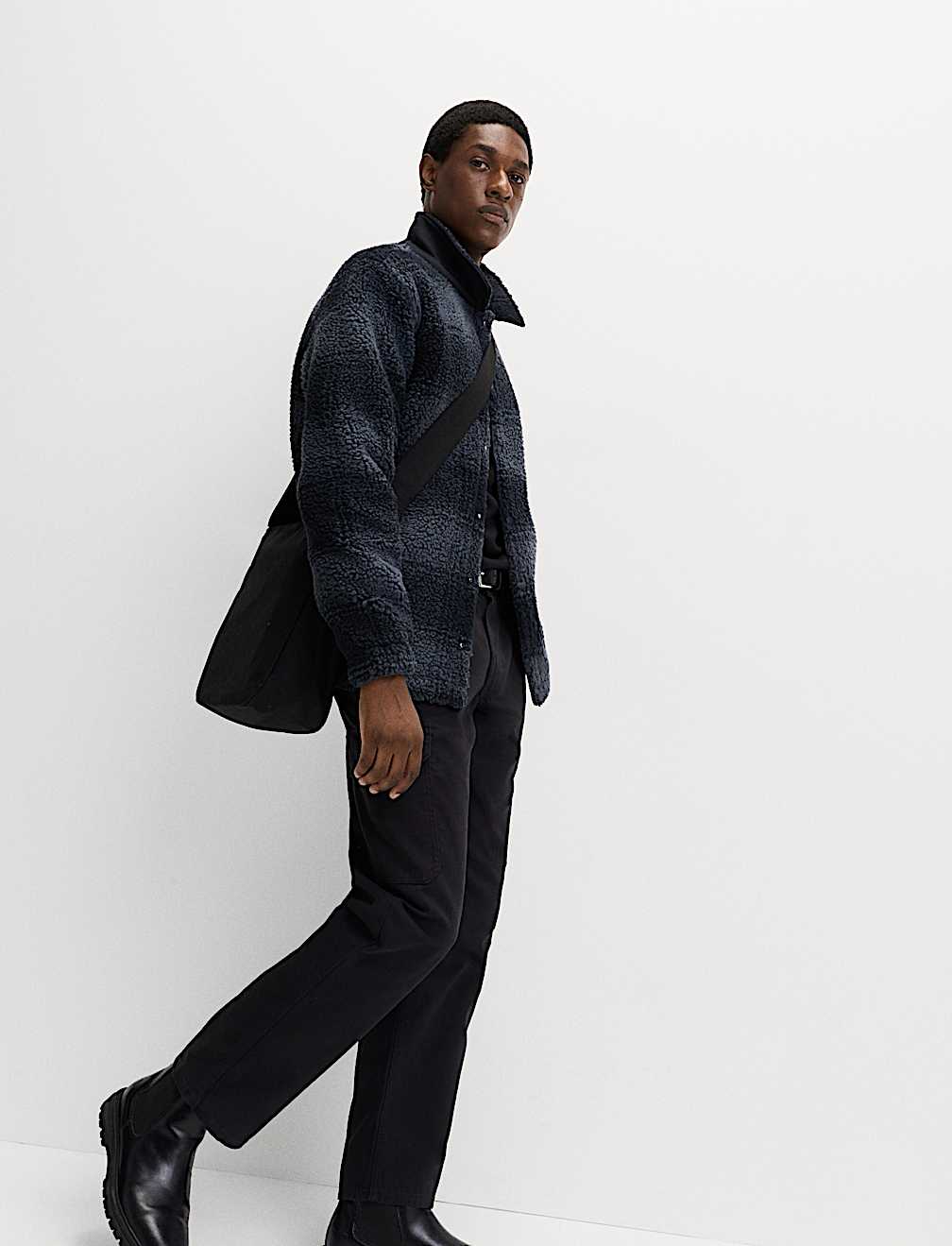 Fleece Jacquard Checked Overshirt