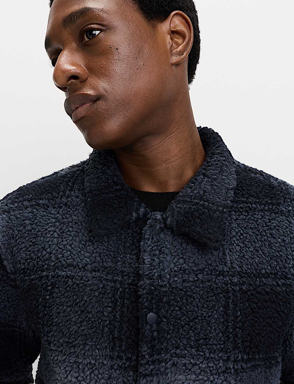 Fleece Jacquard Checked Overshirt