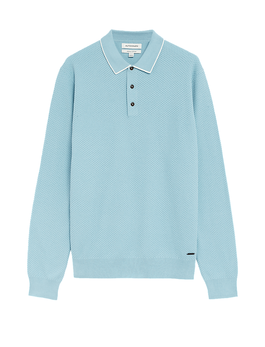 Pure Cotton Textured Knitted Polo Shirt