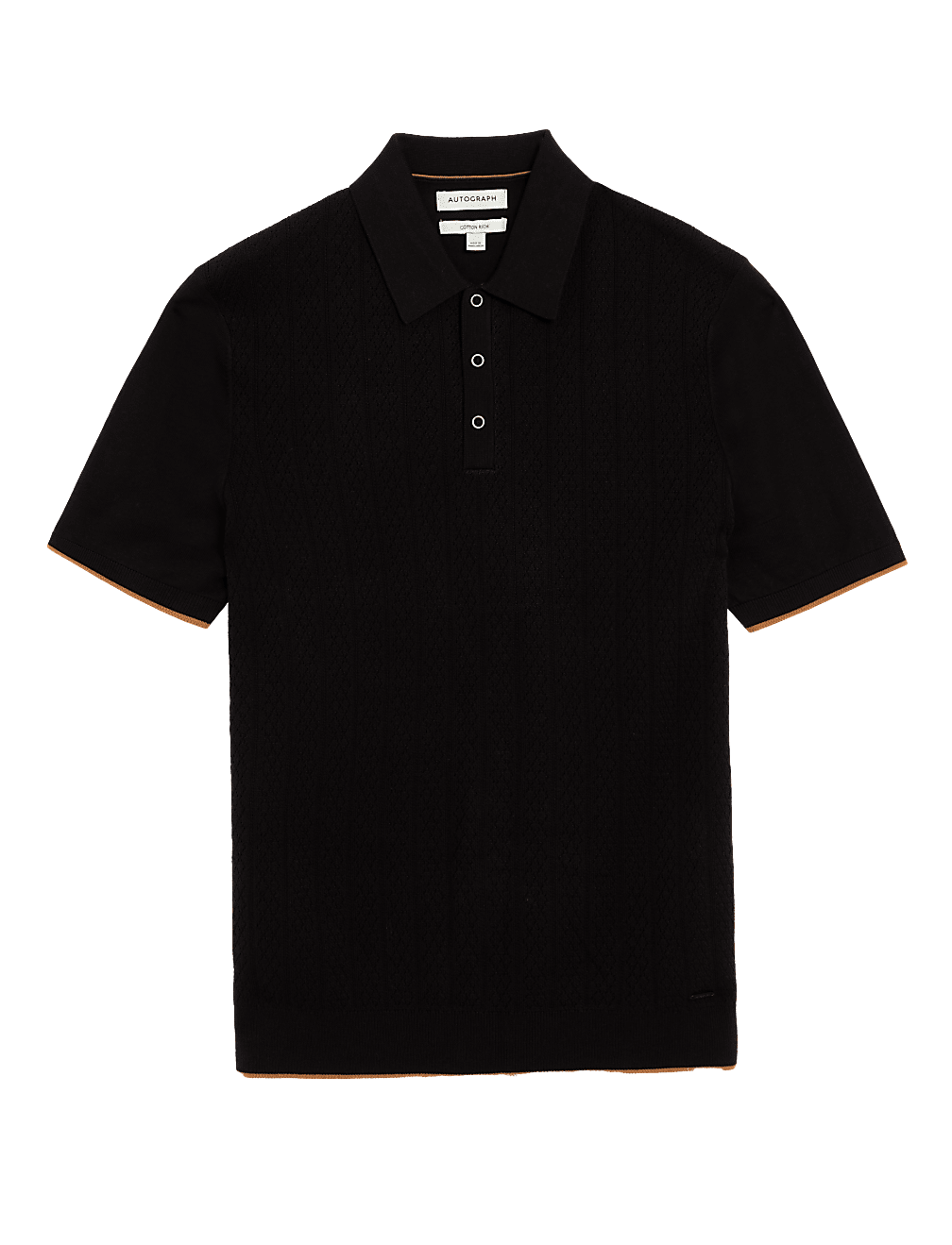 Cotton Rich Textured Knitted Polo Shirt