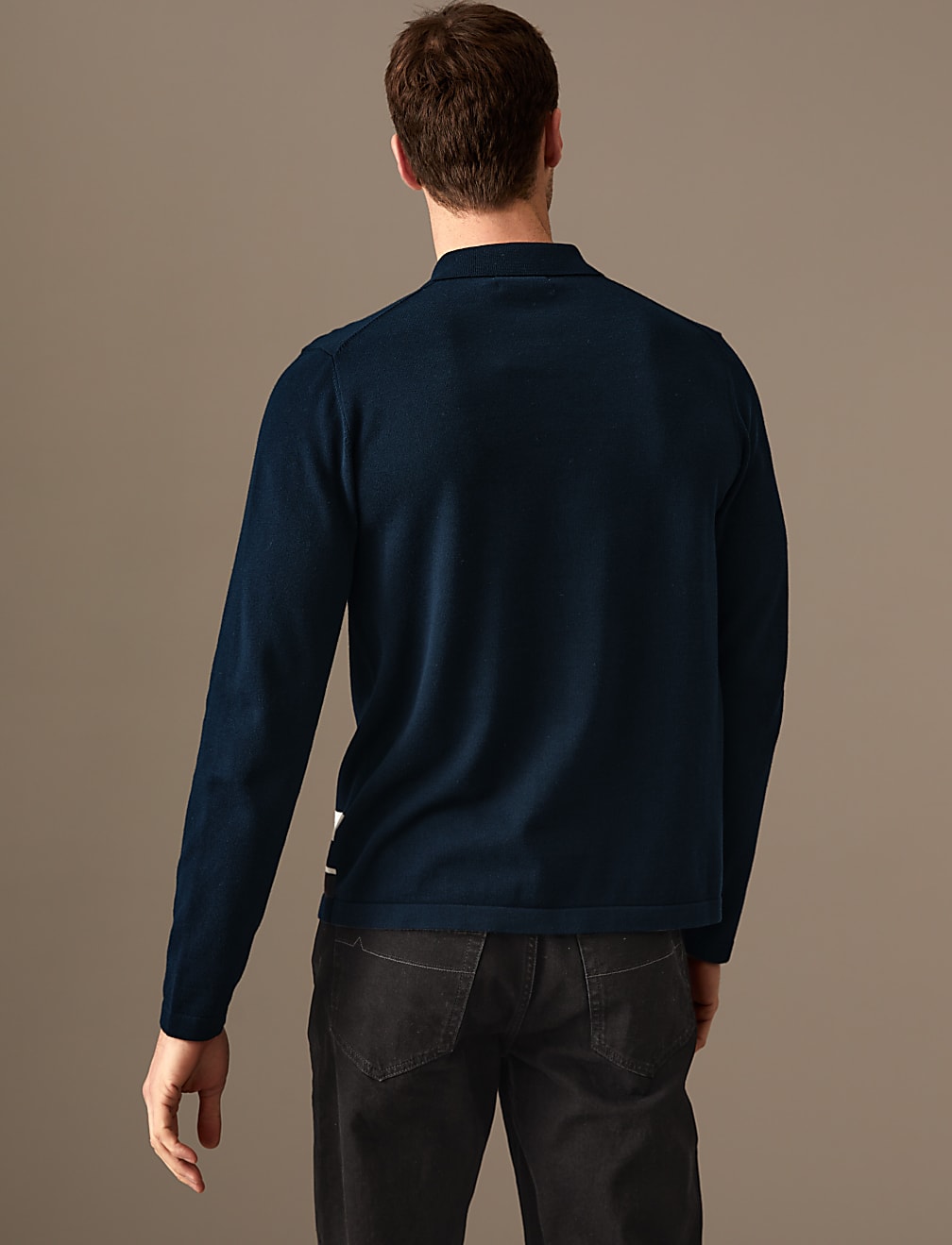 Pure Cotton Striped Knitted Polo Shirt