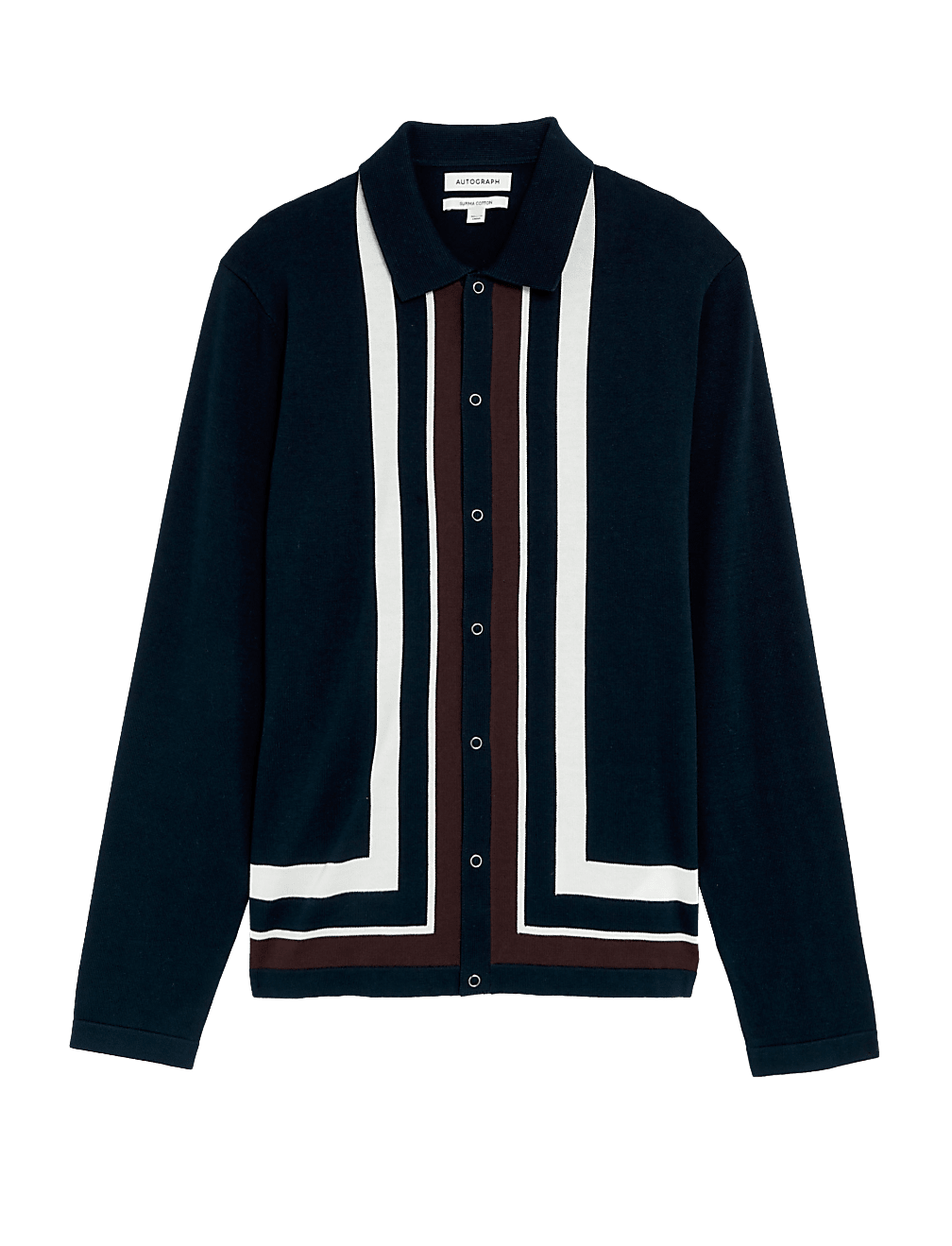 Pure Cotton Striped Knitted Polo Shirt