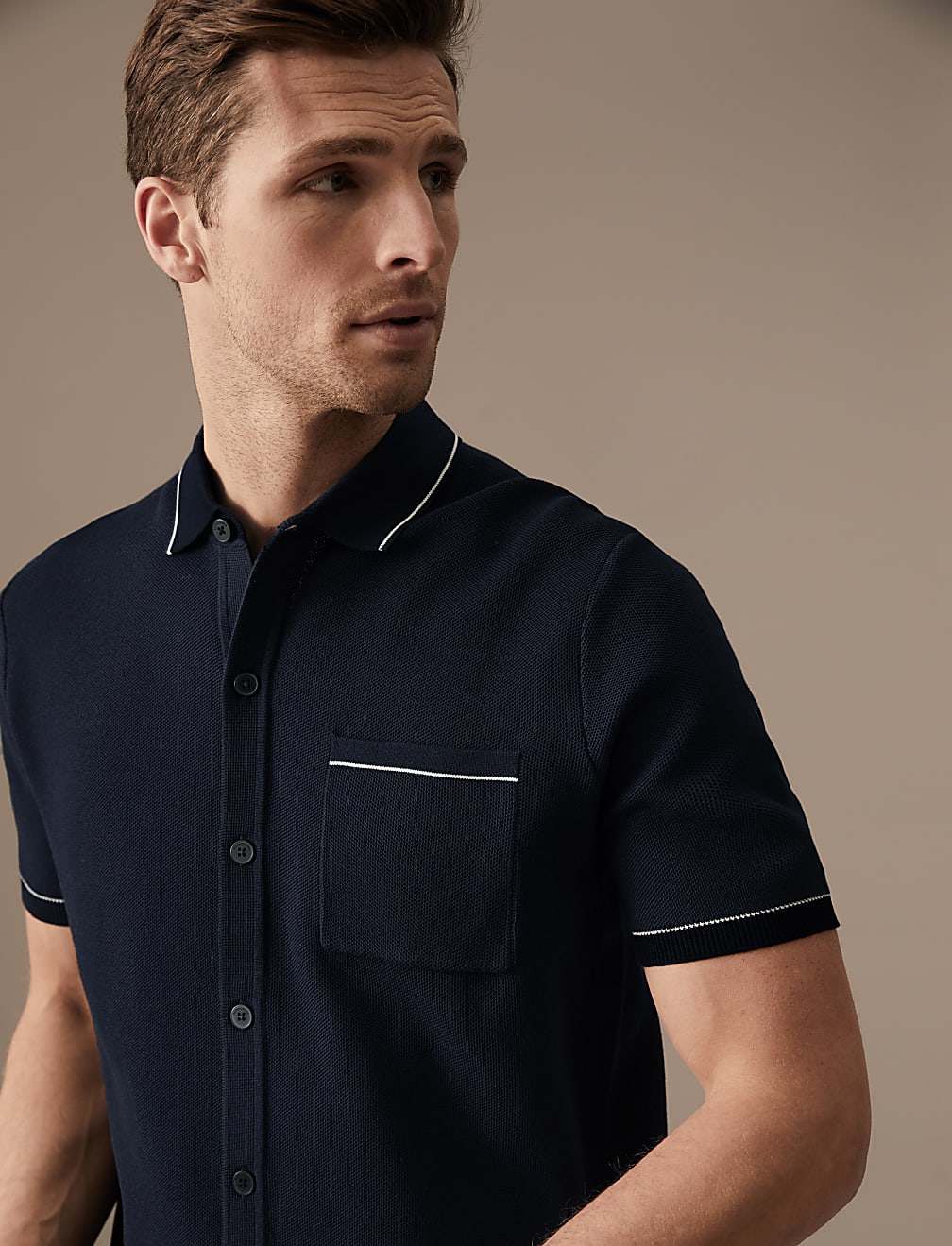 Cotton Modal Blend Knitted Polo Shirt