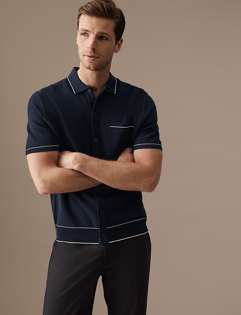 Cotton Modal Blend Knitted Polo Shirt