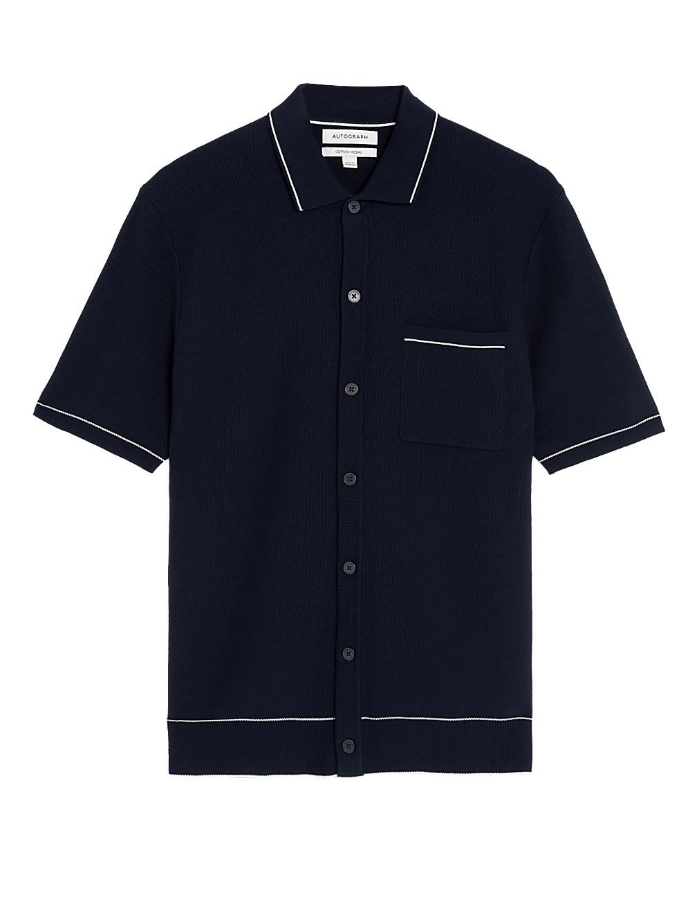 Cotton Modal Blend Knitted Polo Shirt