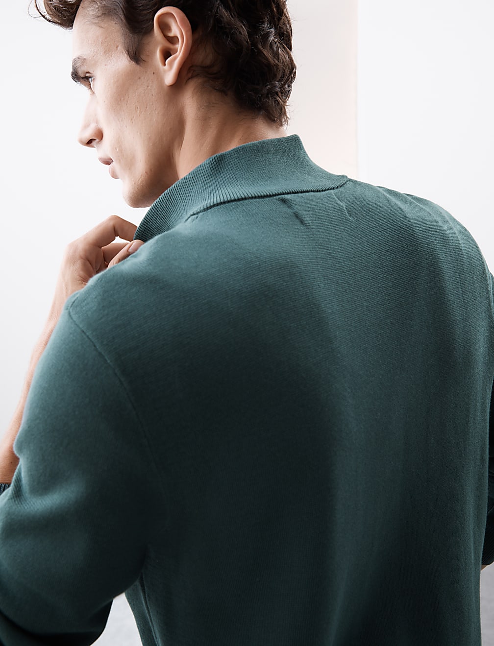 Cotton Rich Funnel Neck Half Zip Jumper