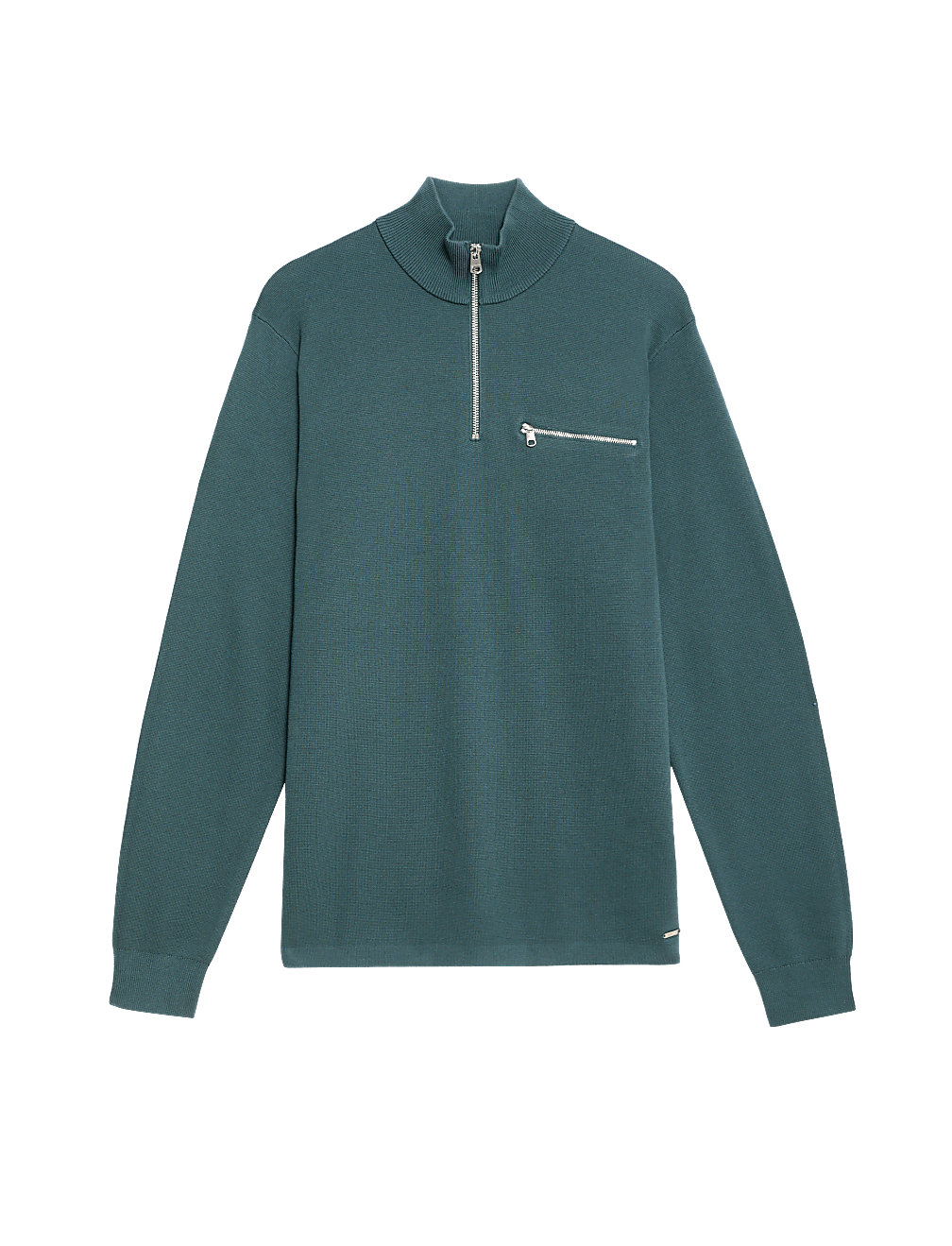 Cotton Rich Funnel Neck Half Zip Jumper