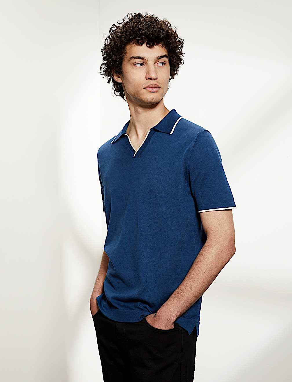 Pure Cotton Tipped Knitted Polo Shirt