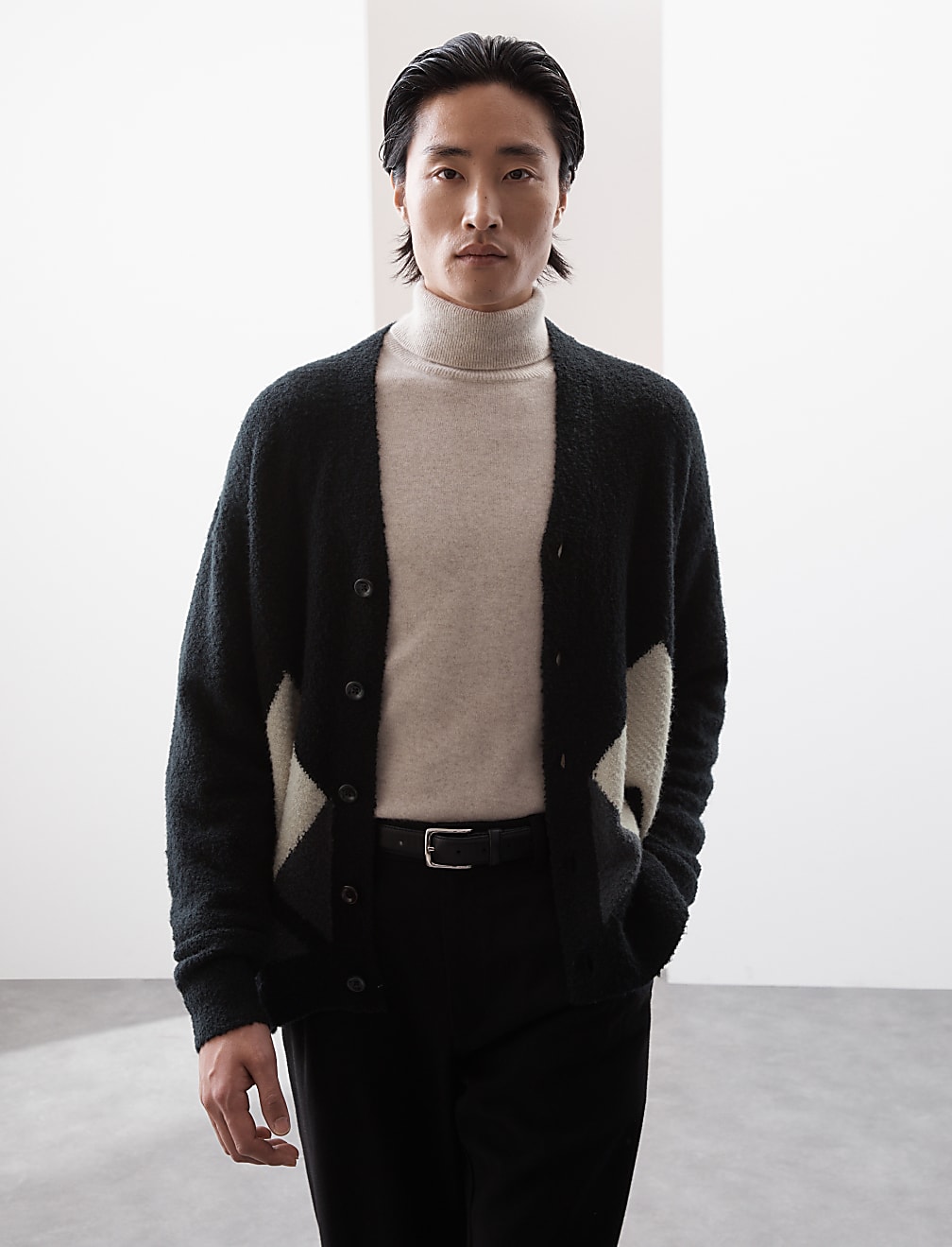 Merino Wool Rich Boucle Cardigan
