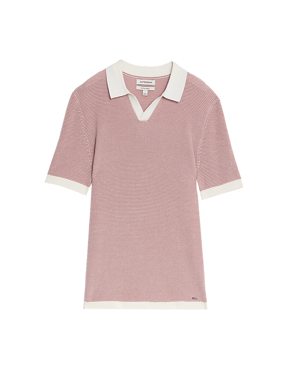 Cotton Rich Open Neck Knitted Polo Shirt