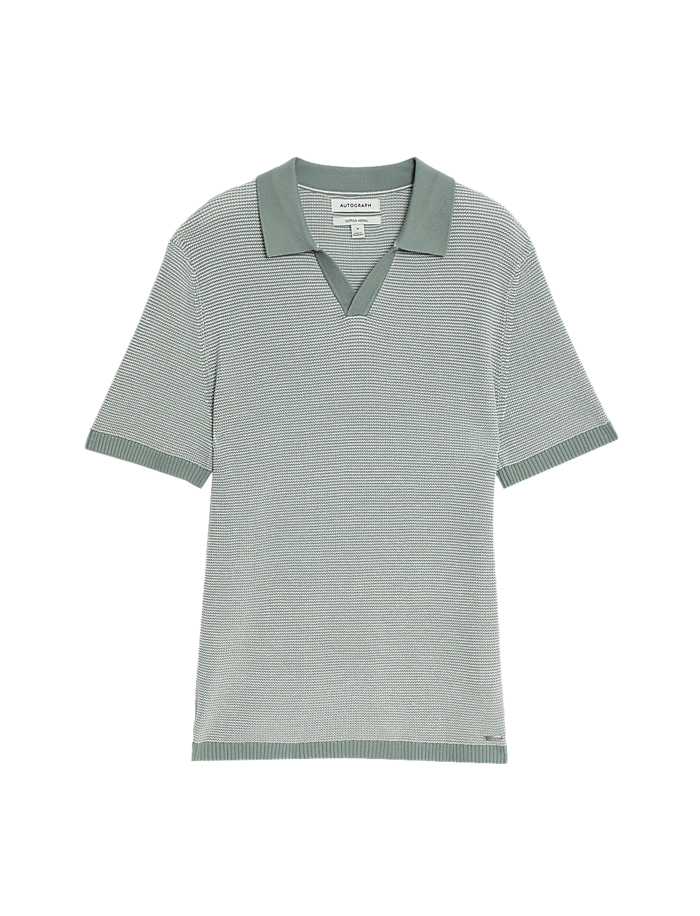 Cotton Rich Open Neck Knitted Polo Shirt