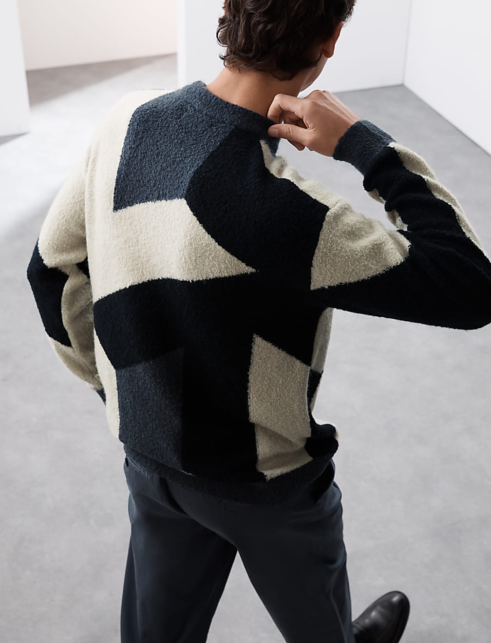 Merino Wool Rich Boucle Crew Neck Jumper