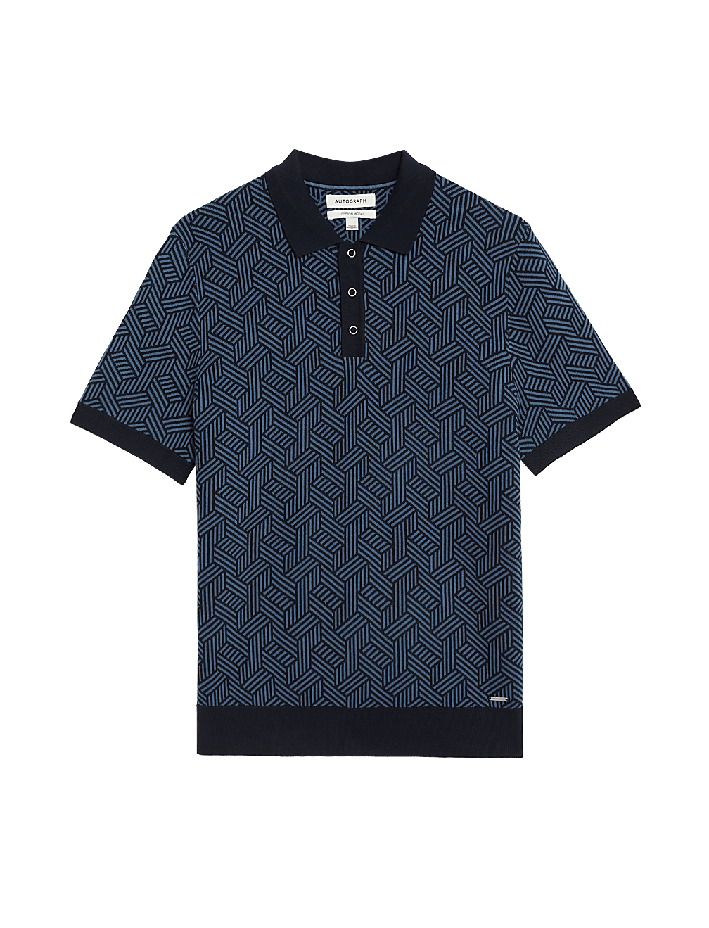 Cotton Modal Zip Up Knitted Polo Shirt
