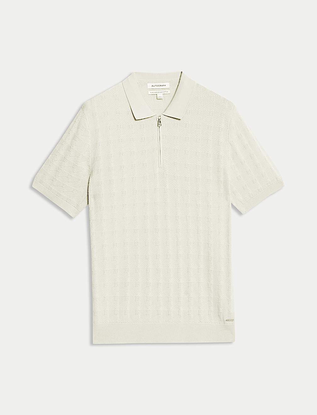 Pure Cotton Textured Knitted Polo Shirt