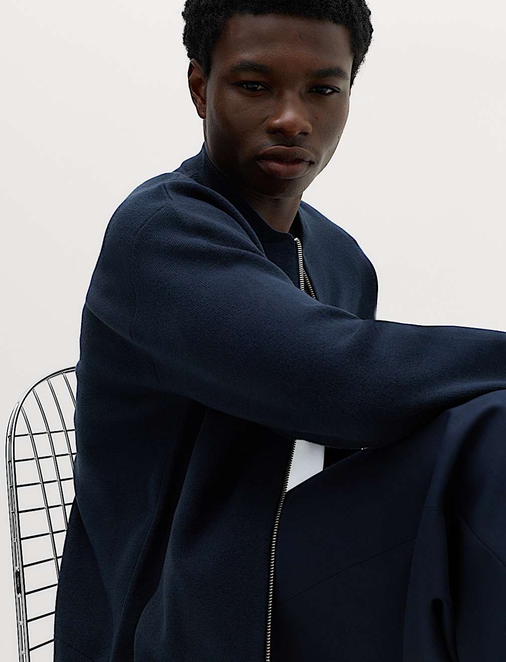 Air Yarn Knitted Bomber Jacket
