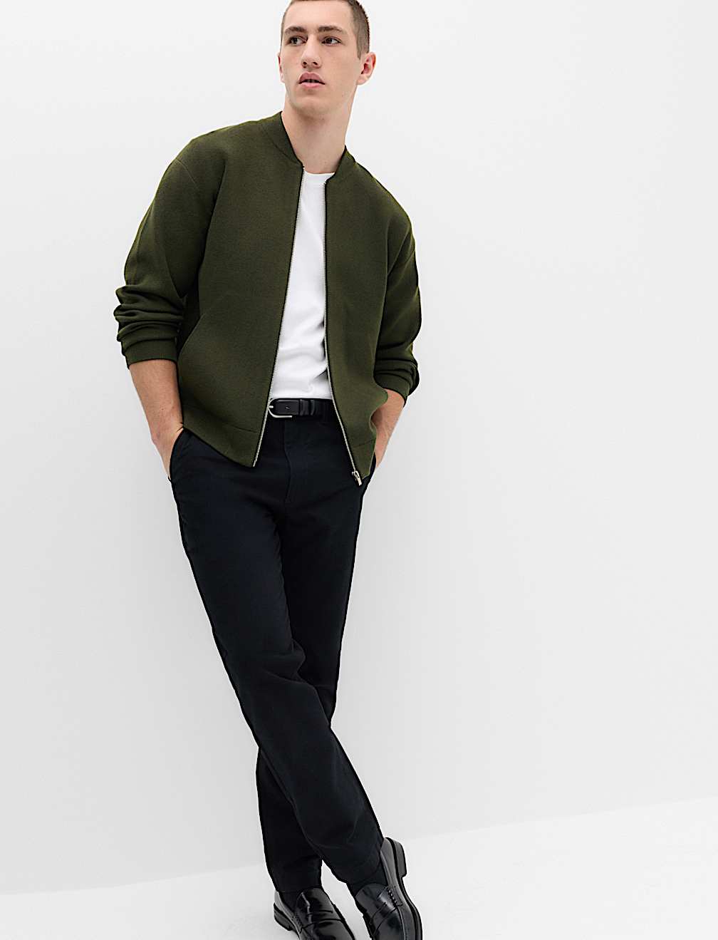 Air Yarn Knitted Bomber Jacket