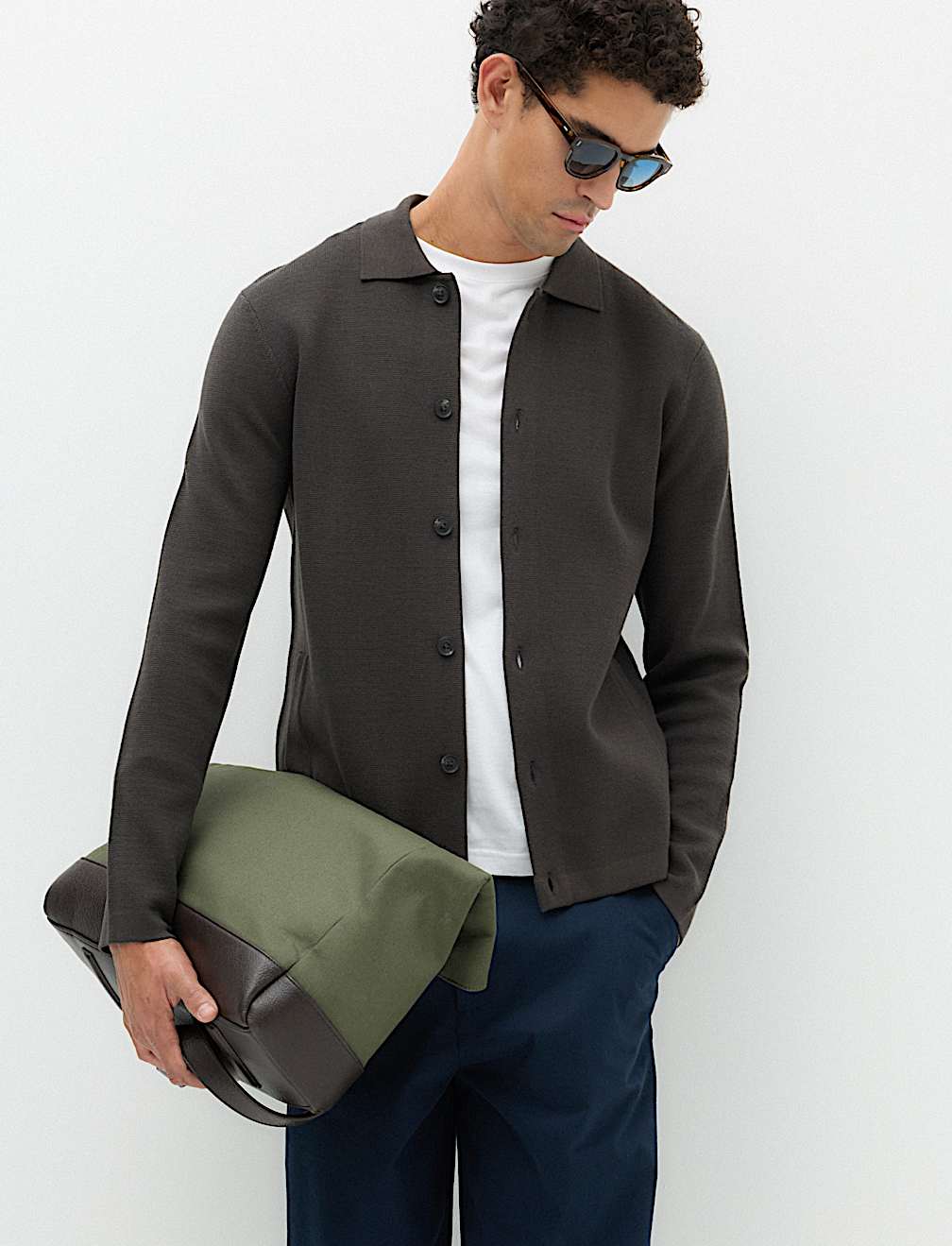 Cotton Blend Milano Knit Overshirt