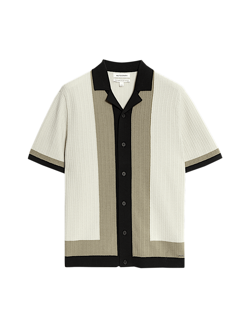 Mercerised Cotton Colour Block Knitted Polo Shirt