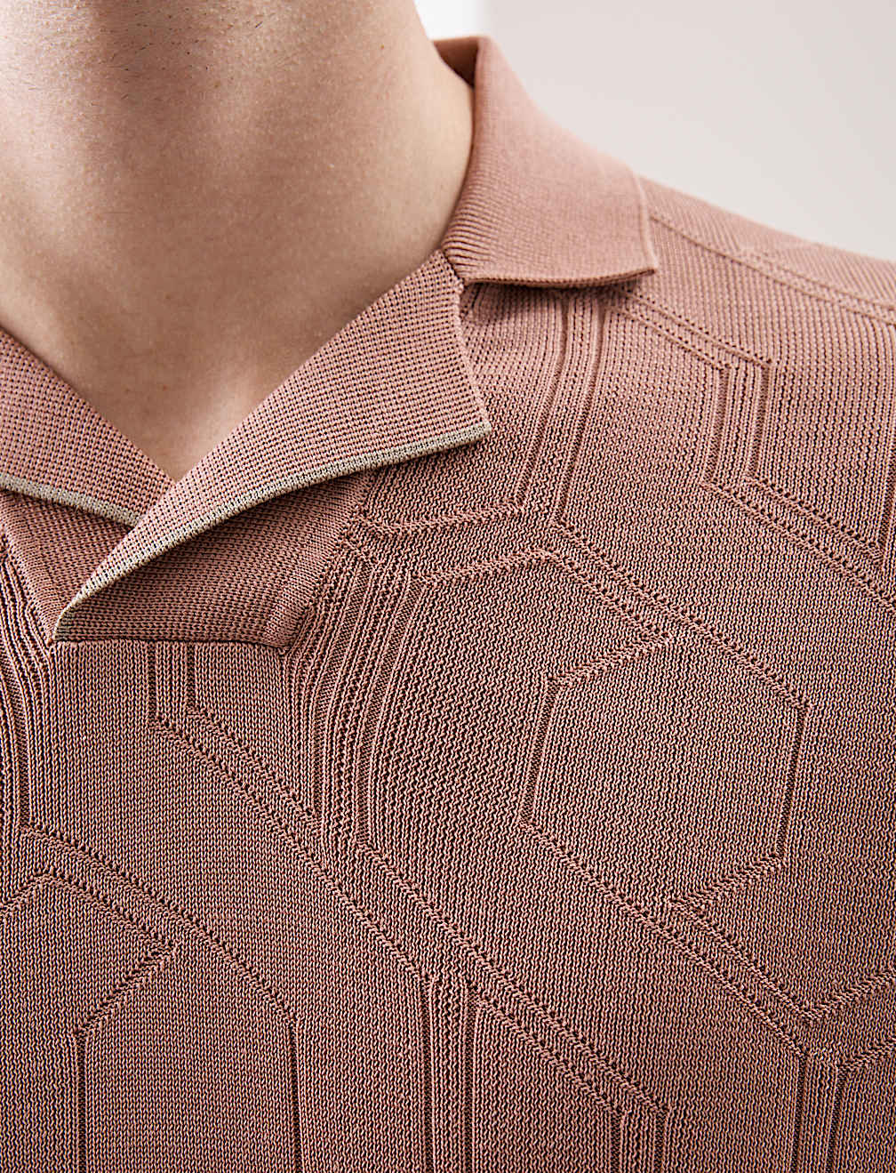 Mercerised Cotton Textured Knitted Polo Shirt