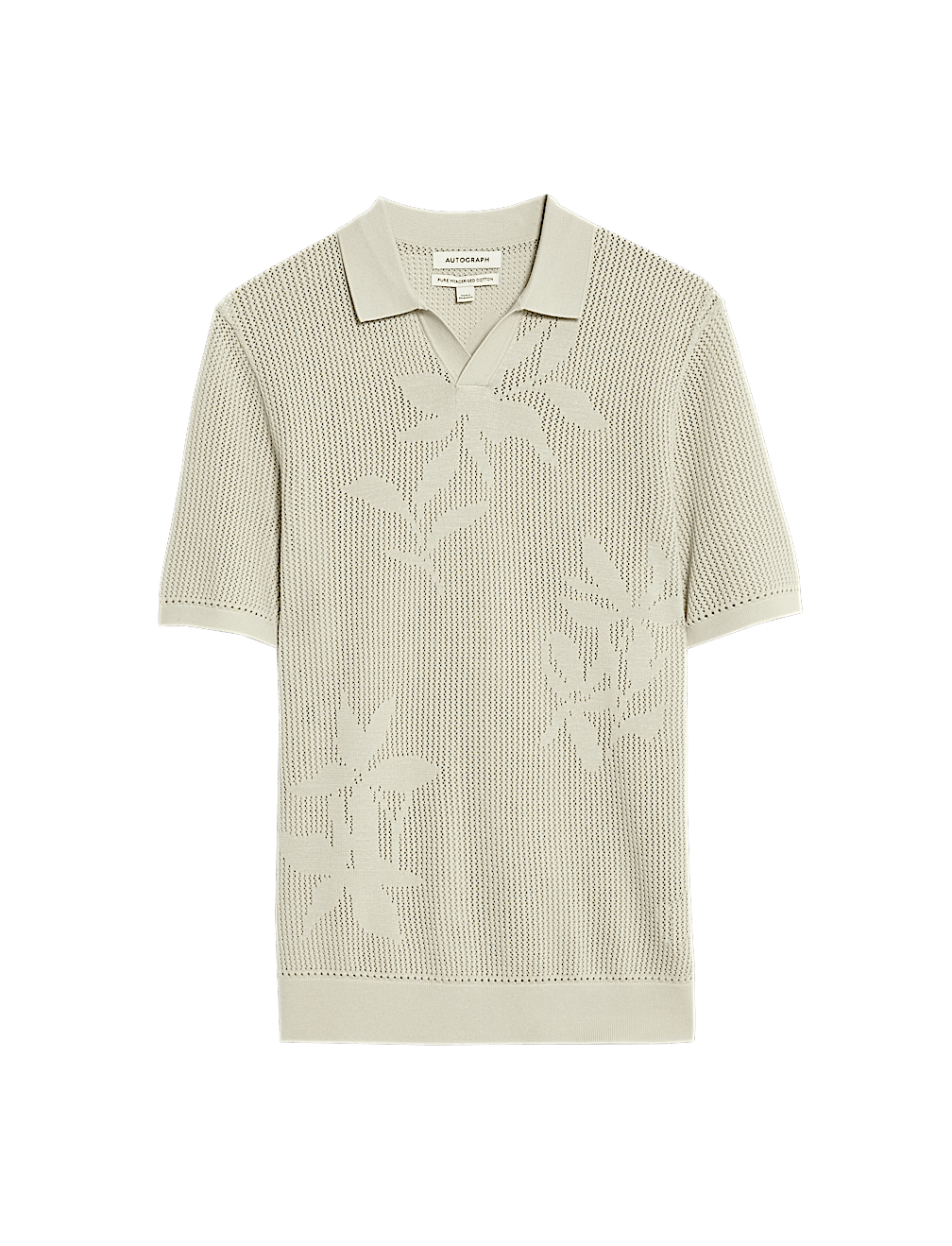 OPEN NECK TEXTURED STITCH POLO