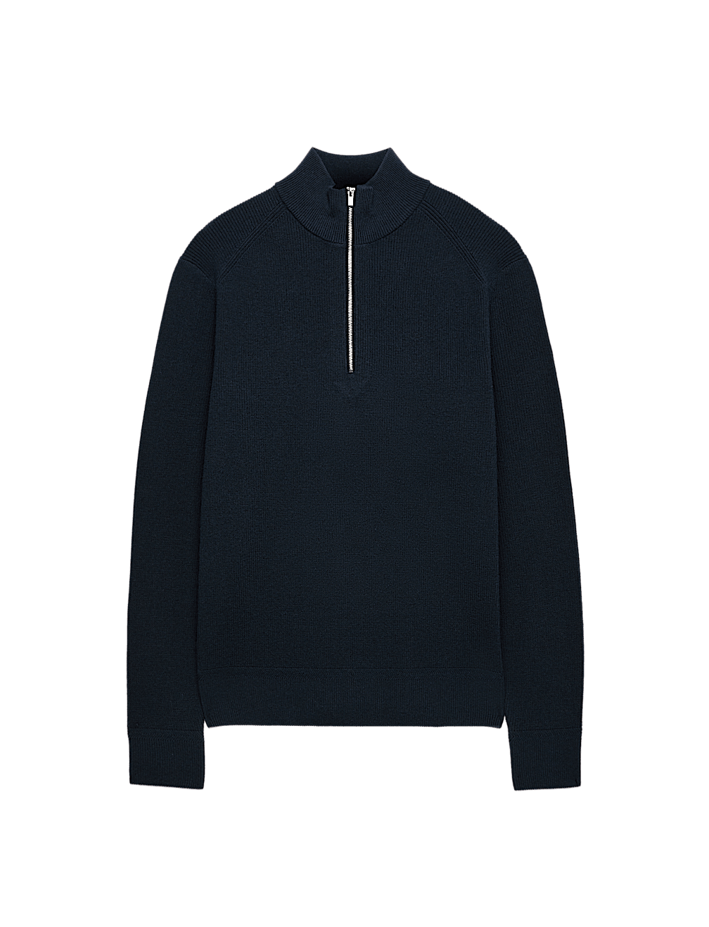 Cotton Blend Ribbed Half Zip Jumper